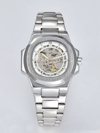 HOT SALE Automatic Mechanical Men Watch Wholesale No Logo Waterproof Skeleton Business Stainless Steel Gift Watch