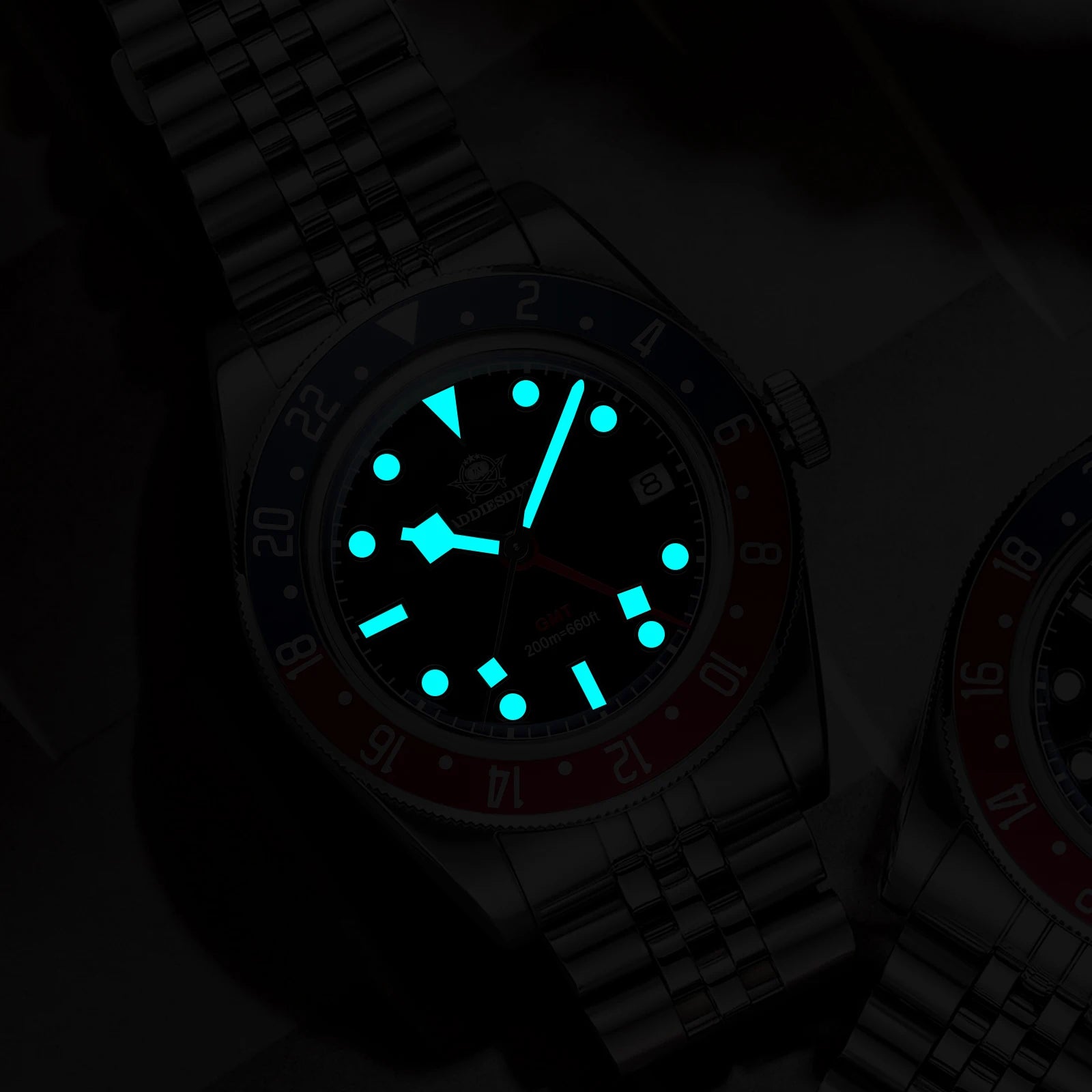 Luxury GMT515-24H Men'S Watch Diver 200M Bubble Mirror Glass BGW9 Super Luminous Stainless Steel Men'S Analog Watches