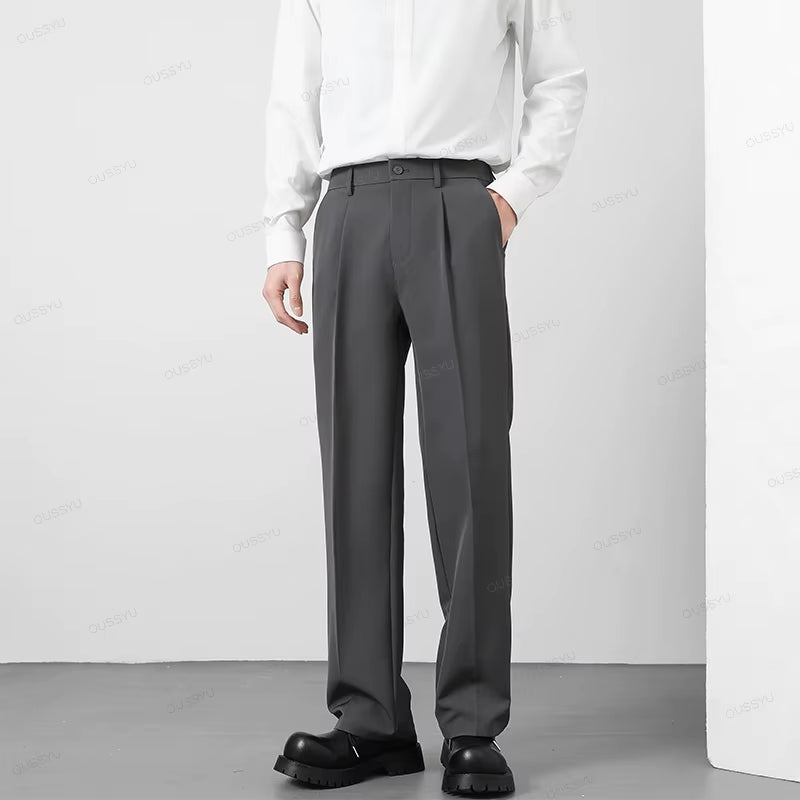 Brand Autumn Casual Pants Men Business Elastic Waist Korean Style Black Brown Grey Khaki Trousers Male plus Size S-4XL