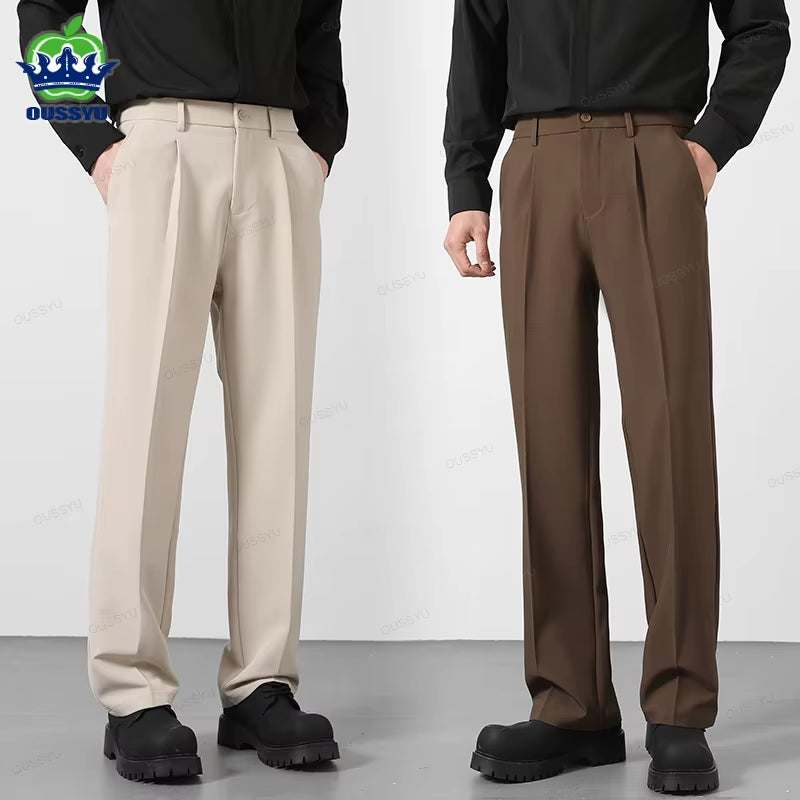 Brand Autumn Casual Pants Men Business Elastic Waist Korean Style Black Brown Grey Khaki Trousers Male plus Size S-4XL