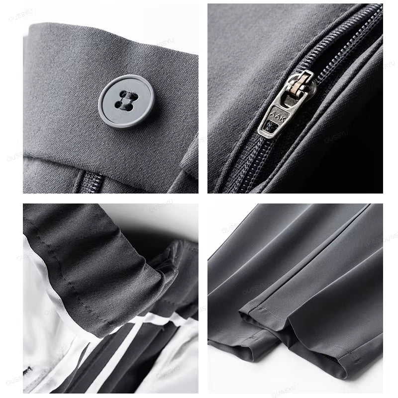 Brand Autumn Casual Pants Men Business Elastic Waist Korean Style Black Brown Grey Khaki Trousers Male plus Size S-4XL