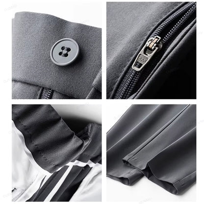 Brand Autumn Casual Pants Men Business Elastic Waist Korean Style Black Brown Grey Khaki Trousers Male plus Size S-4XL