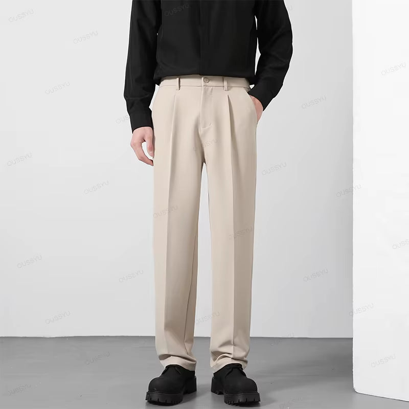 Brand Autumn Casual Pants Men Business Elastic Waist Korean Style Black Brown Grey Khaki Trousers Male plus Size S-4XL